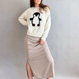 Penguin Embroidered Fluffy Sweater - alldeserved.com