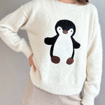Penguin Embroidered Fluffy Sweater - alldeserved.com