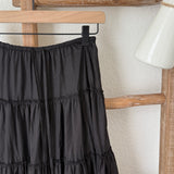 One Brynn Cotton Tiered Maxi Skirt - Black