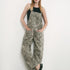 Women’s Leopard Print Barrel-Leg Overalls - full front view