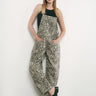 Women’s Leopard Print Barrel-Leg Overalls - full front view