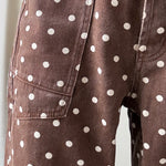 moxie polka dot pants - brown - close up fabric