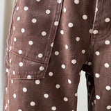 moxie polka dot pants - brown - close up fabric