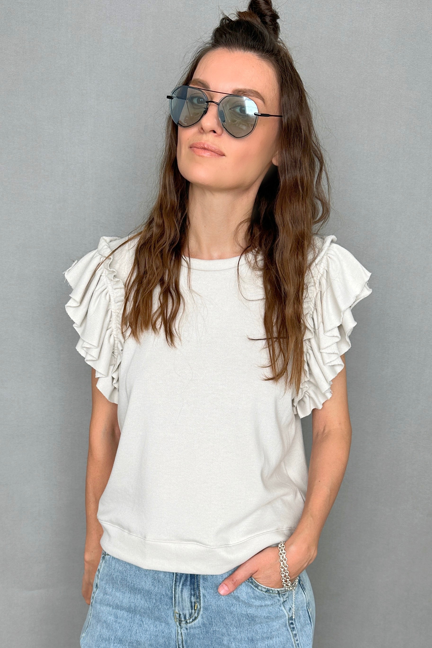 Dreamers Ruffle Sleeves Top - alldeserved.com