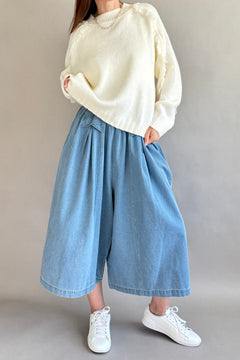 Pandora Cropped Wide-Leg Denim Pants - Light Denim