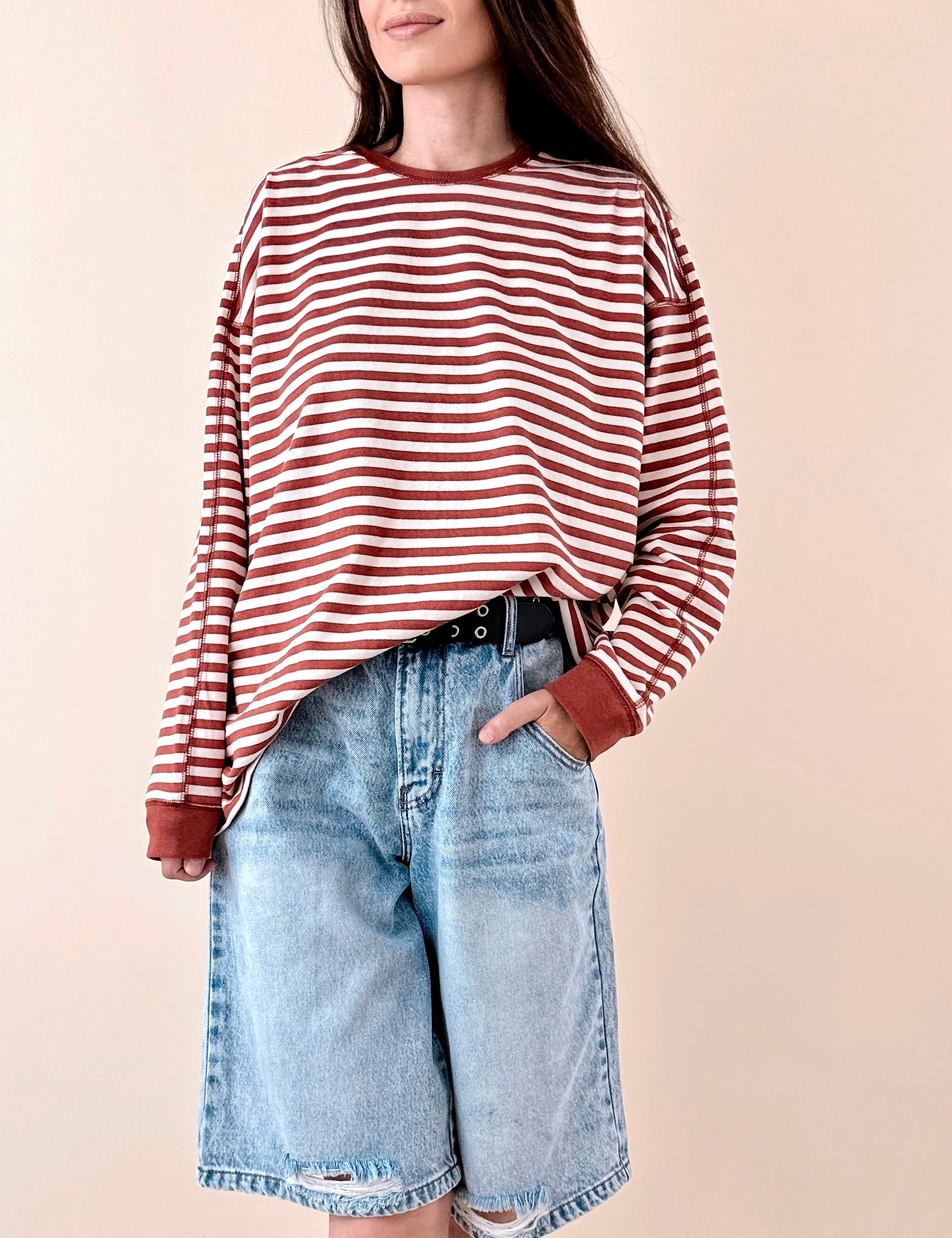 Trisha Striped Oversized Sweatshirt - alldeserved.com