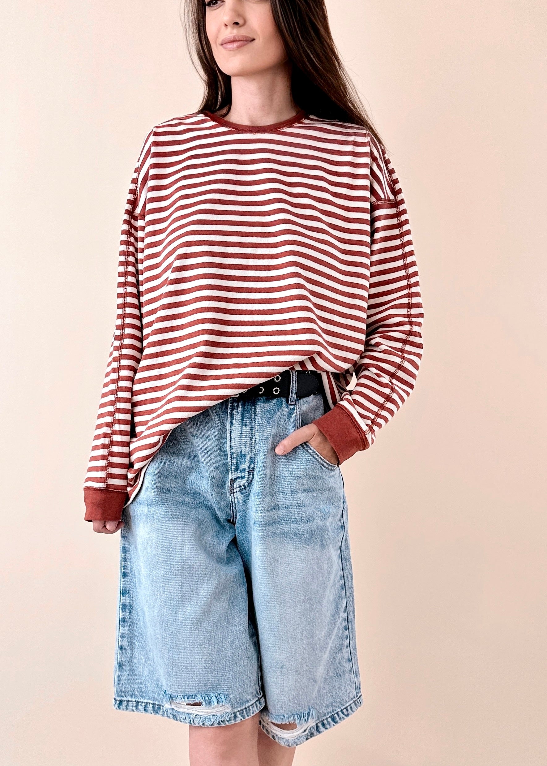 Trisha Striped Oversized Sweatshirt - alldeserved.com