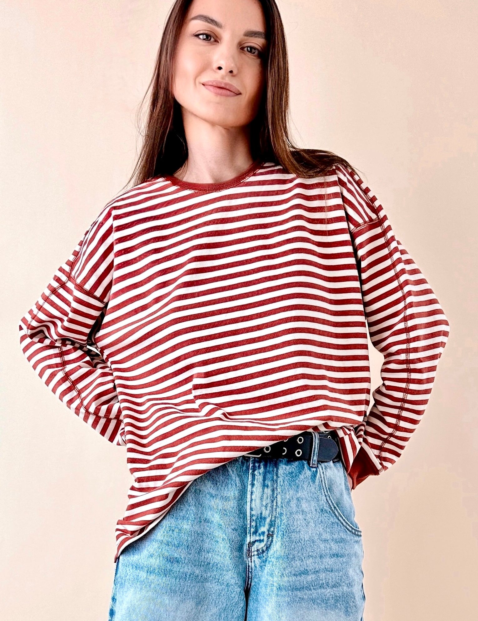 Trisha Striped Oversized Sweatshirt - alldeserved.com