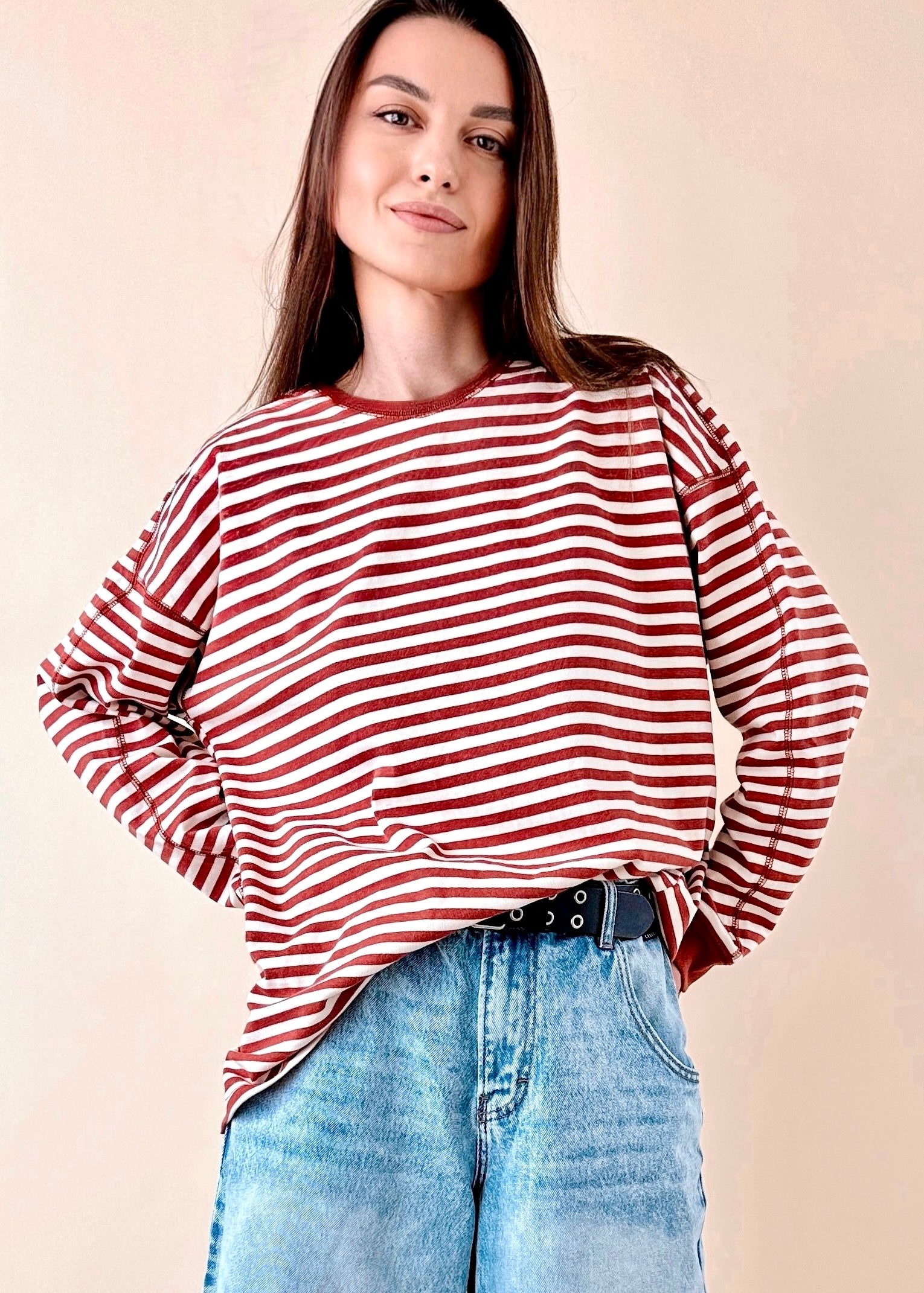 Trisha Striped Oversized Sweatshirt - alldeserved.com