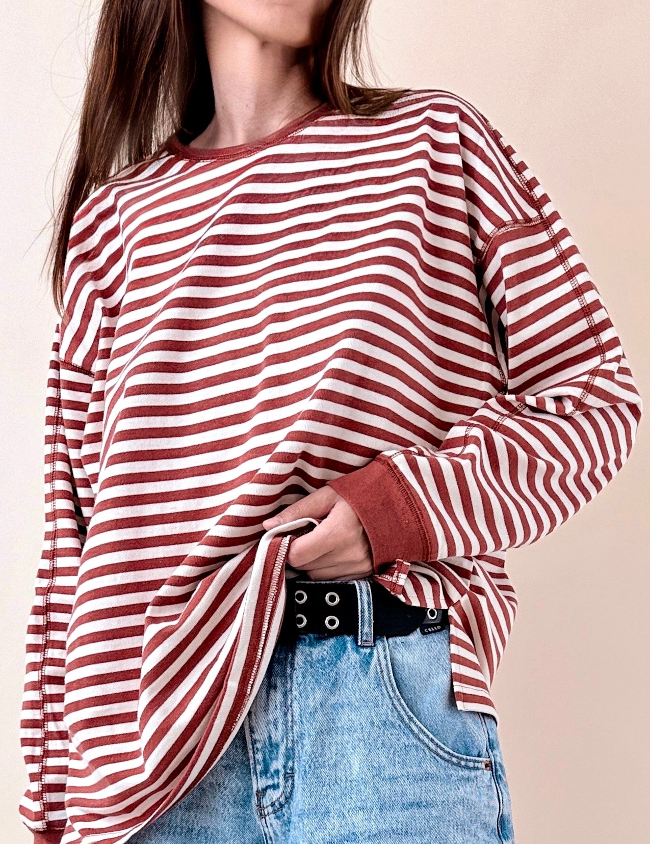 Trisha Striped Oversized Sweatshirt - alldeserved.com