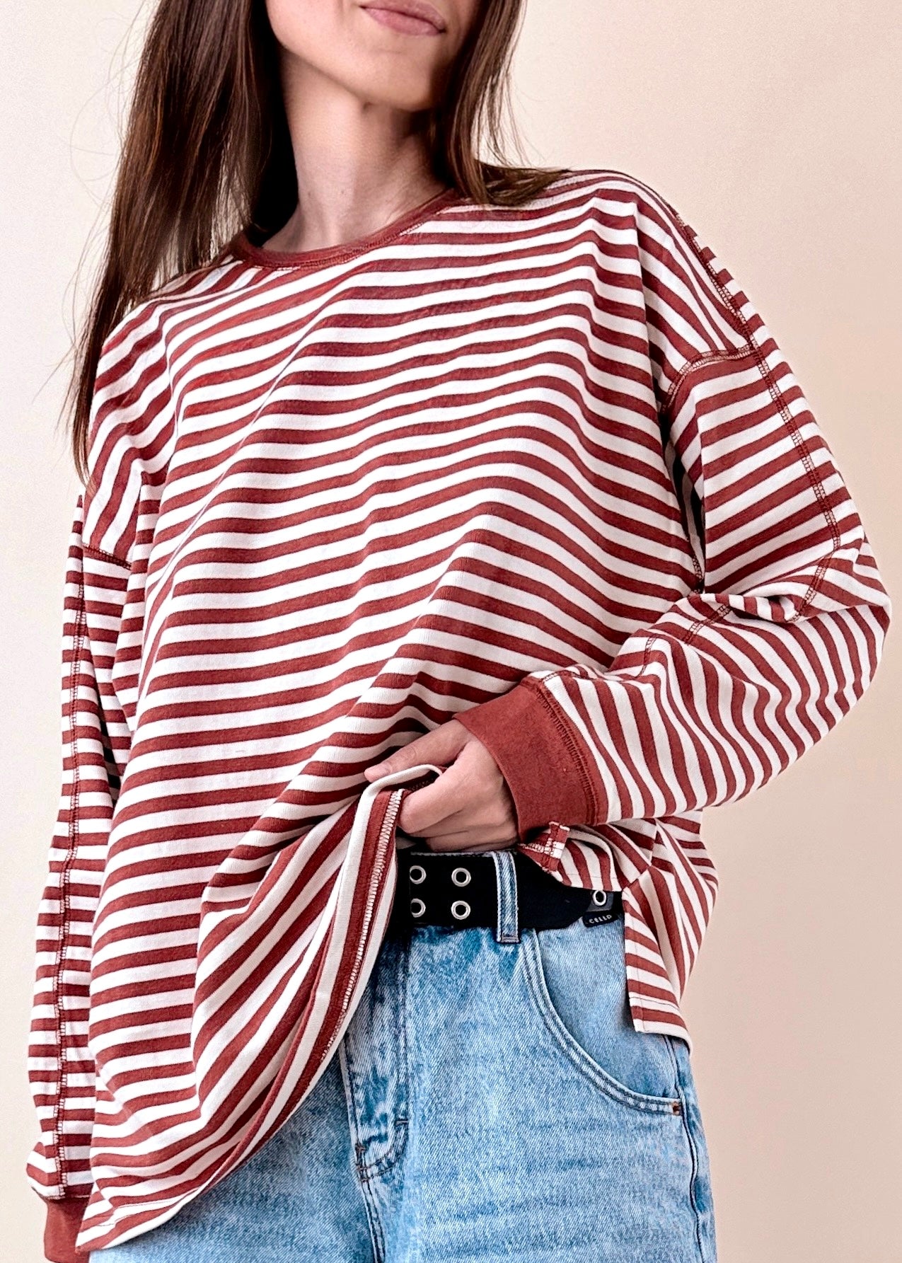 Trisha Striped Oversized Sweatshirt - alldeserved.com
