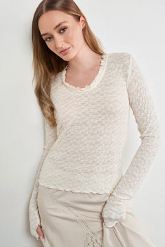 Most Wanted Lace Long Sleeve Top - Cream