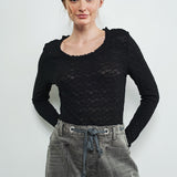 Most Wanted Lace Long Sleeve Top - Black