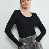 Most Wanted Lace Long Sleeve Top - Black