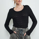 Most Wanted Lace Long Sleeve Top - Black