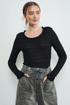 Most Wanted Lace Long Sleeve Top - Black
