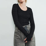 Most Wanted Lace Long Sleeve Top - Black