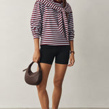 Remi Striped Cotton Sweatshirt with Scarf – Wine/Blue
