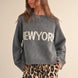Women’s New York Graphic Sweater in Gray with bold NEW YORK lettering