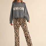 Gray New York knit sweater relaxed fit front view