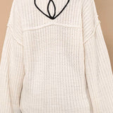 Contrast Yarn Floral Sweater - alldeserved.com