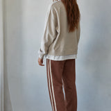 Jetset Layered Twofer Crewneck Sweatshirt – Cream