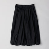 Cotton Poplin Bubble-Hem Midi Skirt- Black