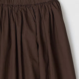 Cotton Poplin Bubble-Hem Midi Skirt- Brown
