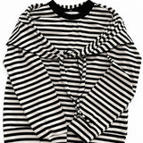 Remi Striped Cotton Sweatshirt with Scarf – Black/Cream