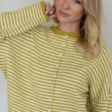 Hailey Button Down Cardigan - Mini striped - Dijon Yellow