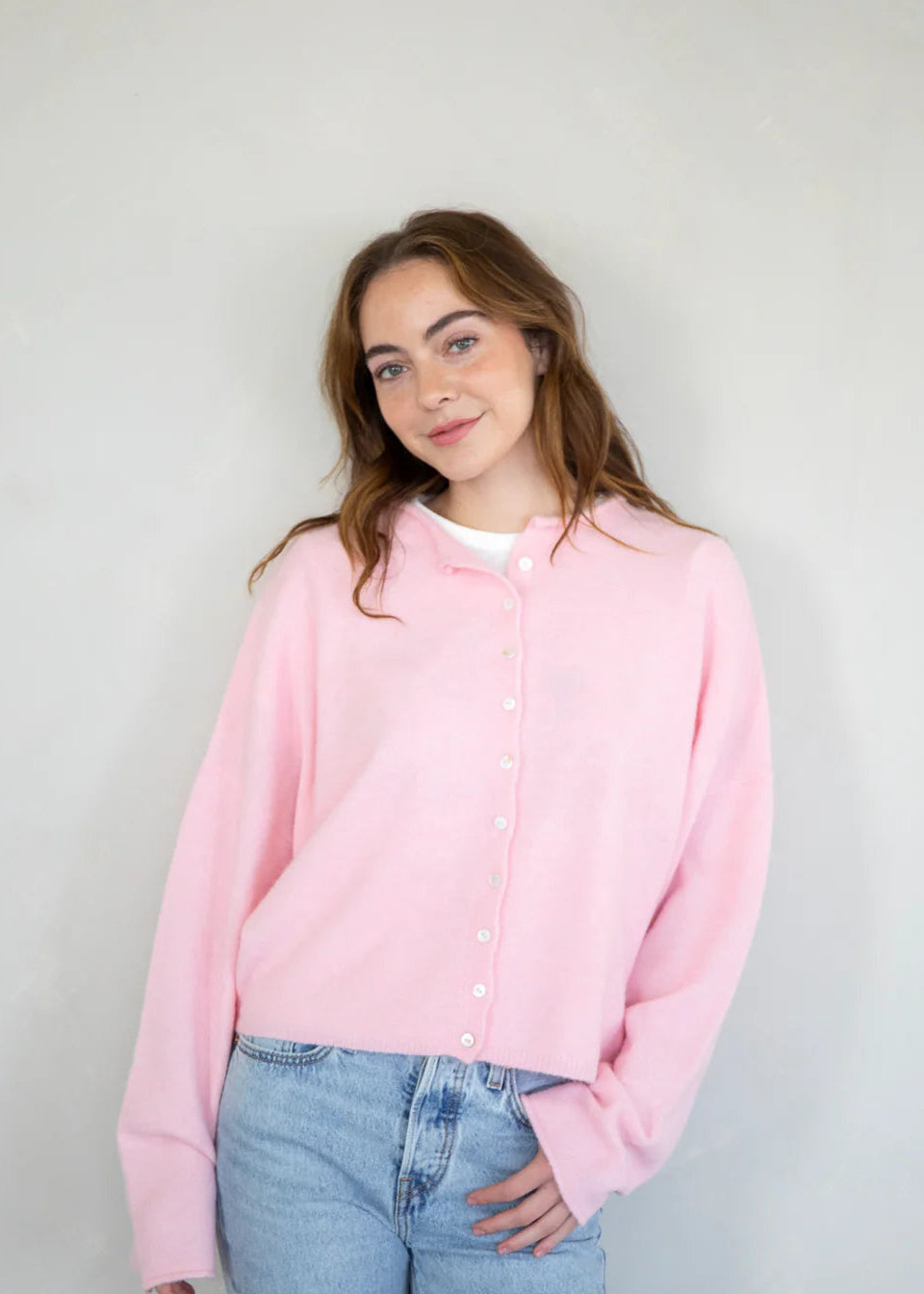 Things Between Piper Cardigan Baby Pink - front view