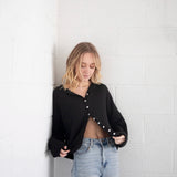 Hailey Button Down Cardigan - Black