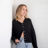 Hailey Button Down Cardigan - Black