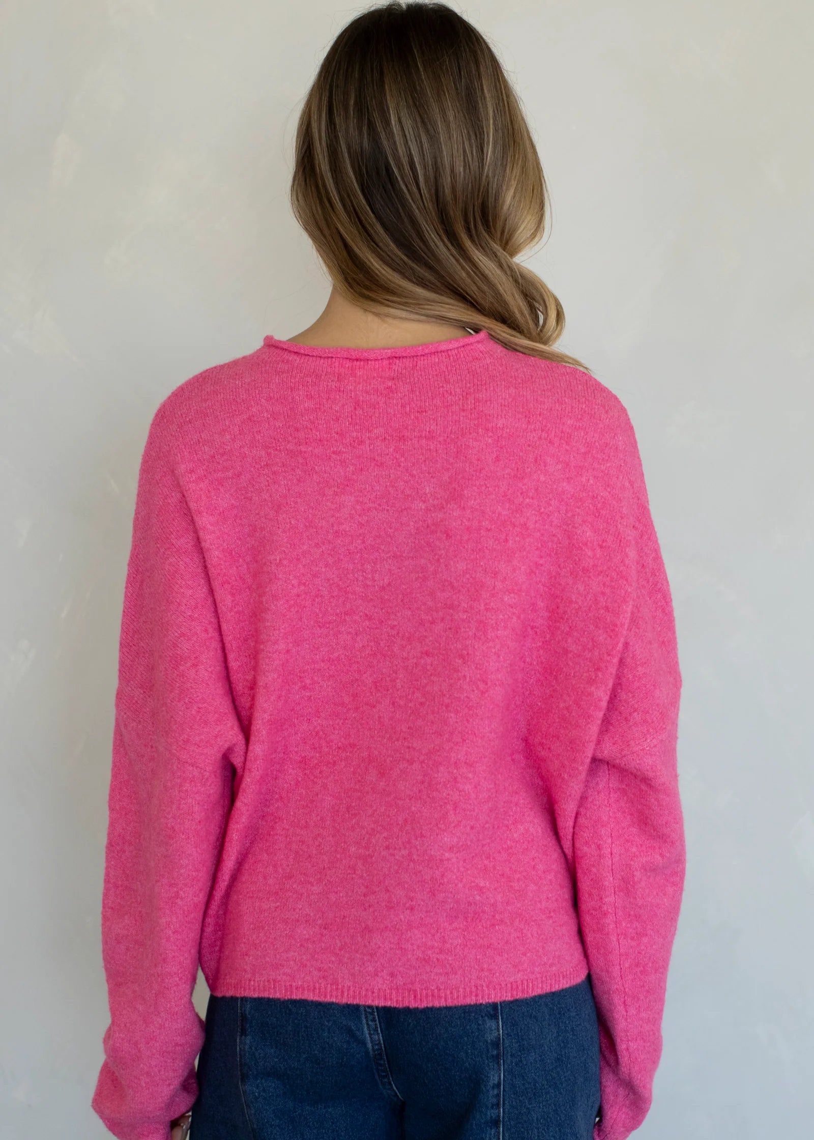 Things Between Piper Cardigan Bubblegum Pink - back view