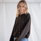 Hailey Button Down Cardigan - Chocolate
