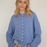 Hailey Button Down Cardigan - Dusty Blue