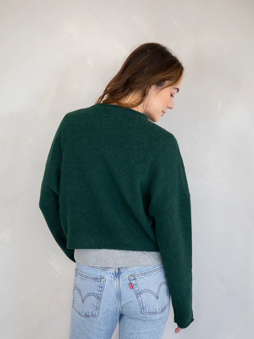 Hailey Button Down Cardigan (Piper Cardigan) in Forest Green – back view