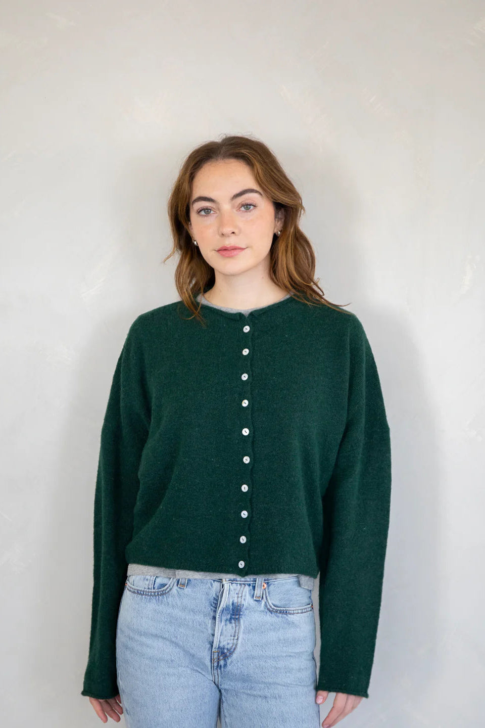 Things Between Piper Cardigan Forest Green - front view