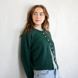 Hailey Button Down Cardigan - Forest Green