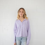 Hailey Button Down Cardigan - Lavender