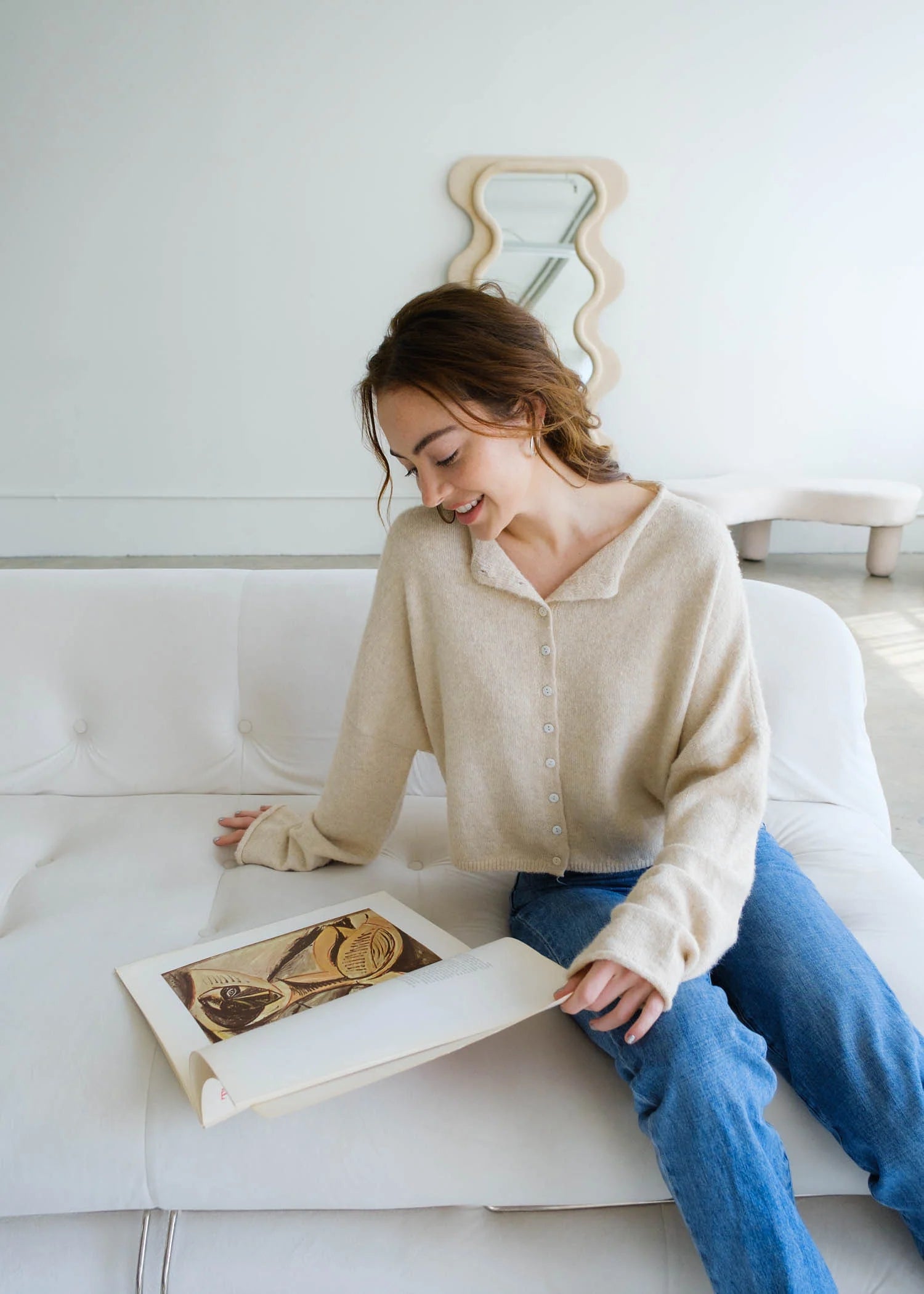 Hailey Button Down Cardigan - Natural