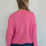 Piper Cardigan - Hailey cardigan  in Rose on a model - back view