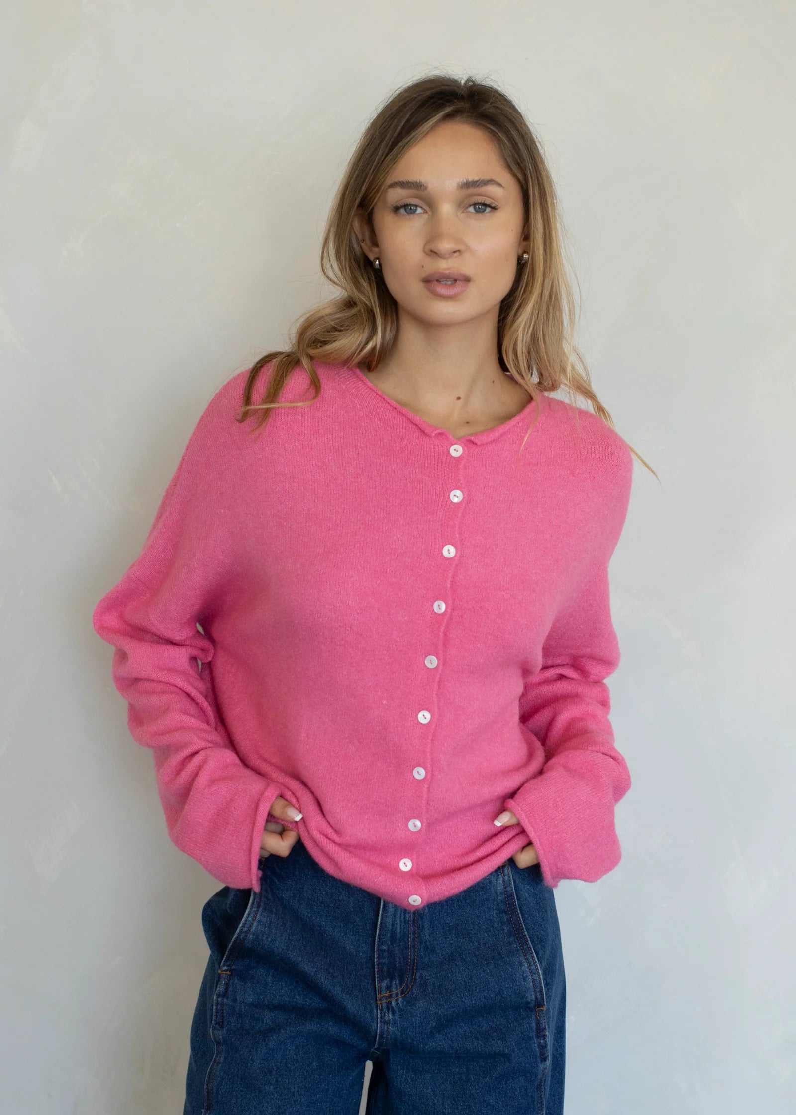 Things Between Piper Cardigan Rose - front view