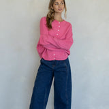 Piper Cardigan - Hailey cardigan  in Rose on a model - full-length outfit view