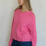 Piper Cardigan - Hailey cardigan  in Rose on a model - side view