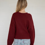 Hailey Button Down Cardigan - Wine