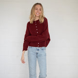 Hailey Button Down Cardigan - Wine