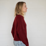 Hailey Button Down Cardigan - Wine