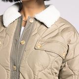 Aura Sherpa Collar Quilted Puffer Coat – Olive