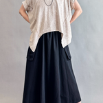 Trinity Flowy Oversized Top in beige - full front view